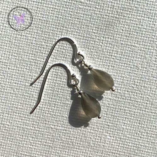 Faceted Grey Moonstone Drop Earrings